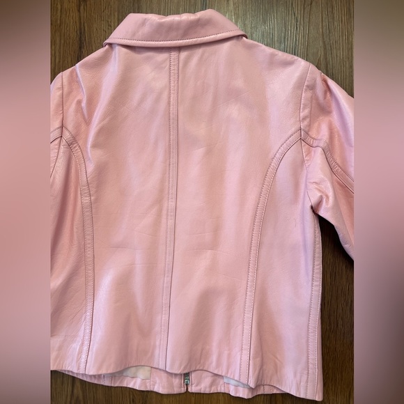 Vecchio Ponte Pink Lambskin Leather Jacket Italian Made Genuine Leather Size 16Y - Picture 6 of 6
